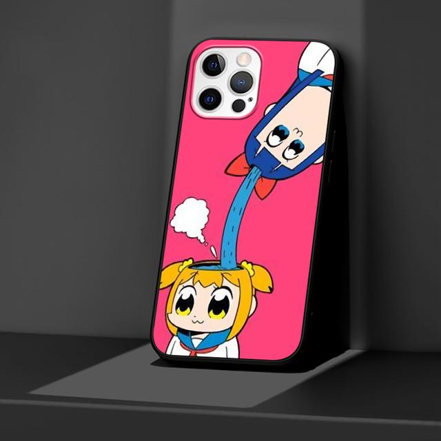 Pop Team Pipi Anime Kılıf Apple Iphone 14 11 13 Mini 12 Pro Max Xr 7 8 +Se 2020 Xs 6 6s Plus 5 5s Siyah Silikon Telefon Kılıfı