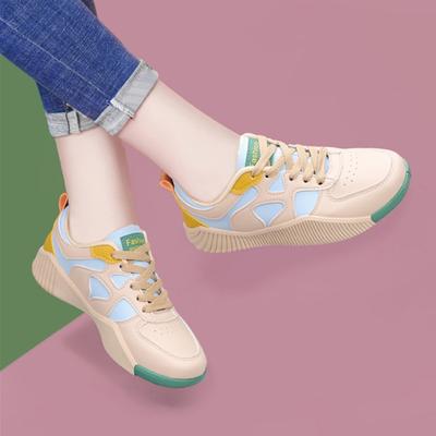 Trendy Thick Soled Retro Women's Shoes 2024 New Leather Face Color Blocked Daily Casual Sports Women's Shoes Zapatos De Mujer