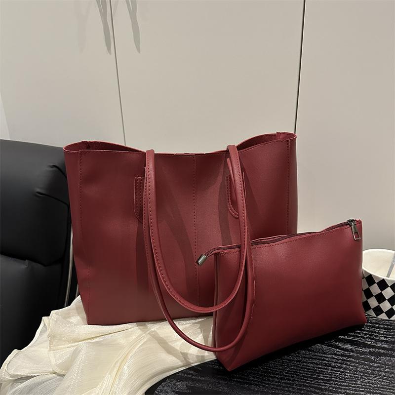 One Shoulder Underarm Tote Bag, New Fashionable Solid Color Texture, Casual and Simple Commuting Handbag, Large Capacity Mother and Child Bag