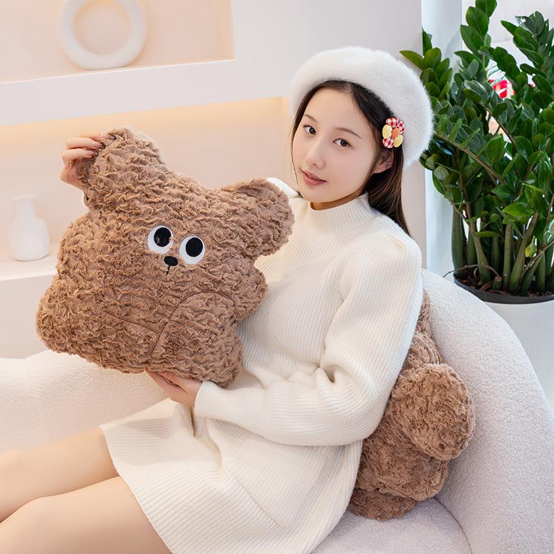 Big-eyed Bear Plush Throw Pillow Cute Ins Wind Dog Sofa Cushion Office Seat Waist Rest Lunch Break Lie Pillow