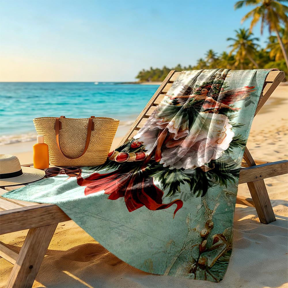 Christmas Beach Towel Super Soft Microfiber Quickdry Fabric Comfortable Lightweight Perfect for Traveling Yoga Camping and Swimming