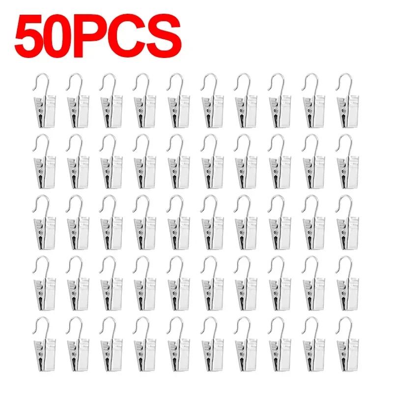 10/50Pcs Metal Mini Curtain Clips with Hook Multifunctional Shower Curtain Hook Home Photos Decoration Clips Window Accessories