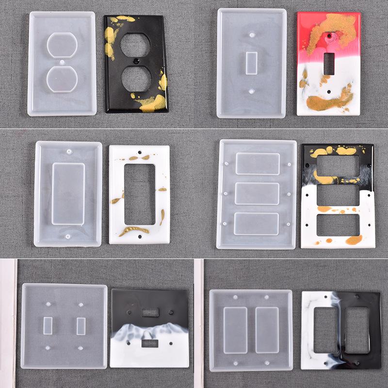 1PC Switch Board Silicone Mold Socket Panel Casting Mold Double Hole Square Single Hole Rectangle for DIY Handmade
