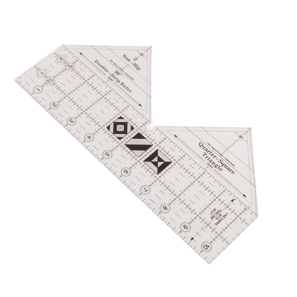 Ruler Grids 45/60/90 Degree Double Strip Ruler Transparent Acrylic Non Slip Quarter Triangle Cutting Guide for Sewing