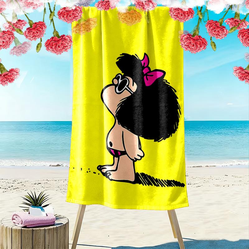 Mafalda Print Beach Towel, Large Soft Quick Dry Towel for Beach Camping Swimming