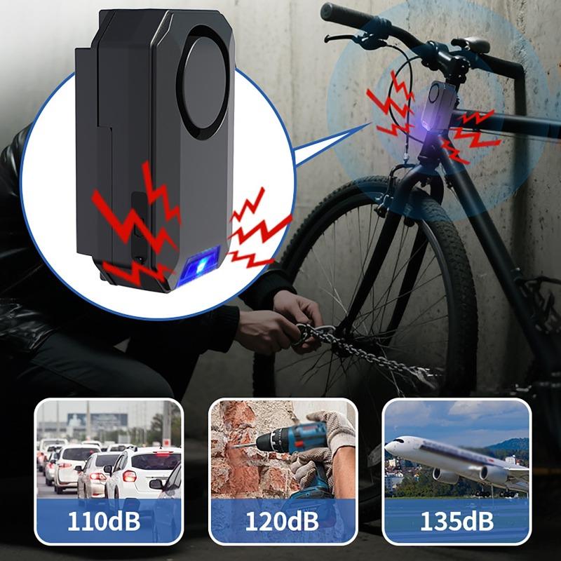 Bicycle Anti-theft Alarm with Remote Control Multi-functional Bicycle Alarm 135dB Adjustable Siren IPX5 Waterproof for Motobike
