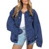 Light Blue Oversized Denim Jacket with Metal Buttons