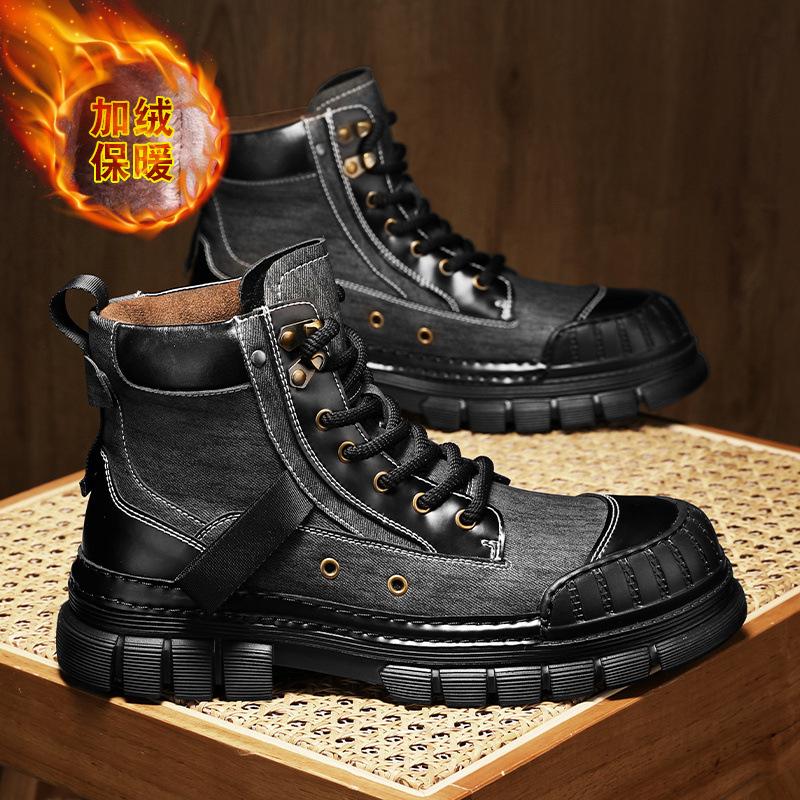 

2024 new autumn and winter outdoor tooling boots, hot-selling in foreign trade, medium-top thick-soled heightening, retro-style men s Martin boots 45