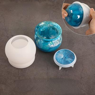 1pc Jar Silicone Molds, Jar Resin Molds with Lid, Epoxy Molds for DIY Jewelry Storage Box, Candle Holder, Candy Container, Epoxy Resin Casting Gifts