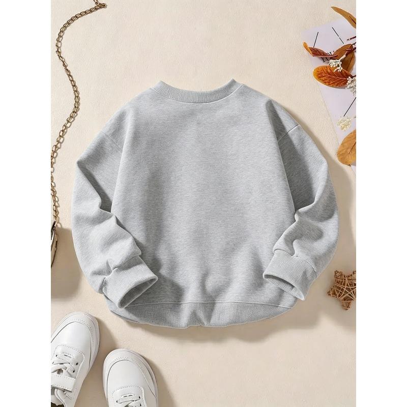 Girls' Soft Cute Ghost Sweet Cool Halloween Theme Round Neck Sweatshirt, Multi-Color Available! Featuring a Cute Ghost Wearing a Wizard Hat