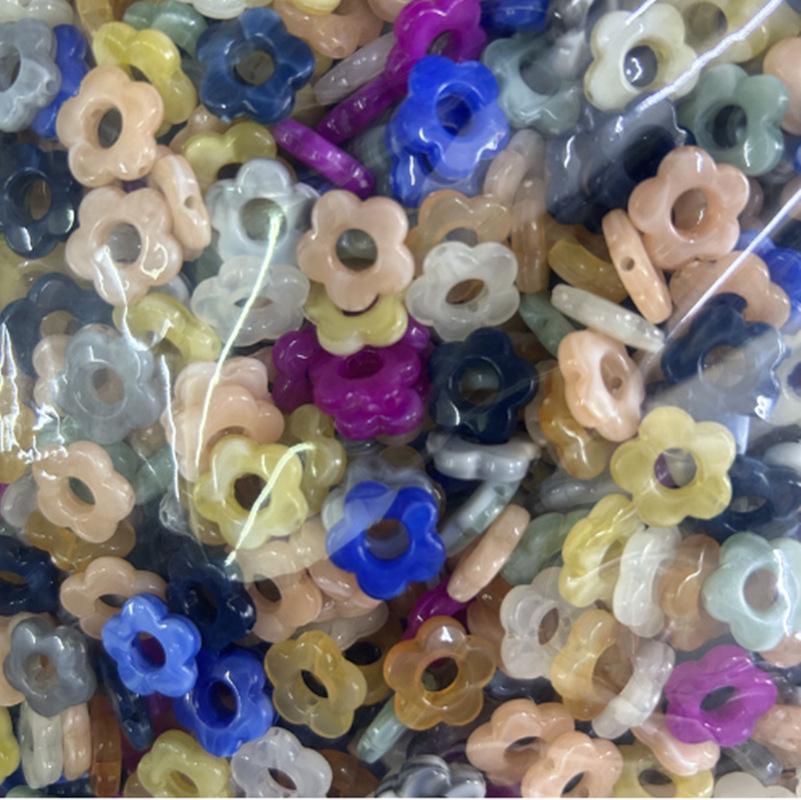 14mm Two-Color Acrylic Five-Petal Flower Beads for DIY Necklace Jewelry