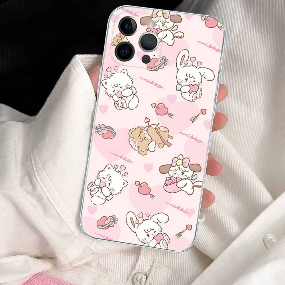 Cute M-mikko C-characters For IPhone 11 12 13 14 15 16 17 Pro Max Plus Air Transparent Clear Shockproof Case