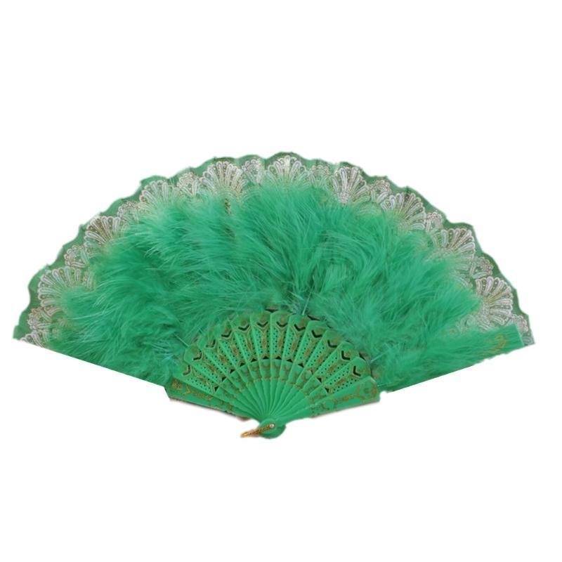  Women's Feathered Fan Vintage 1920s Styles Flapper Folding Handheld Lace Fan for Wedding and Halloween Cosplay Party