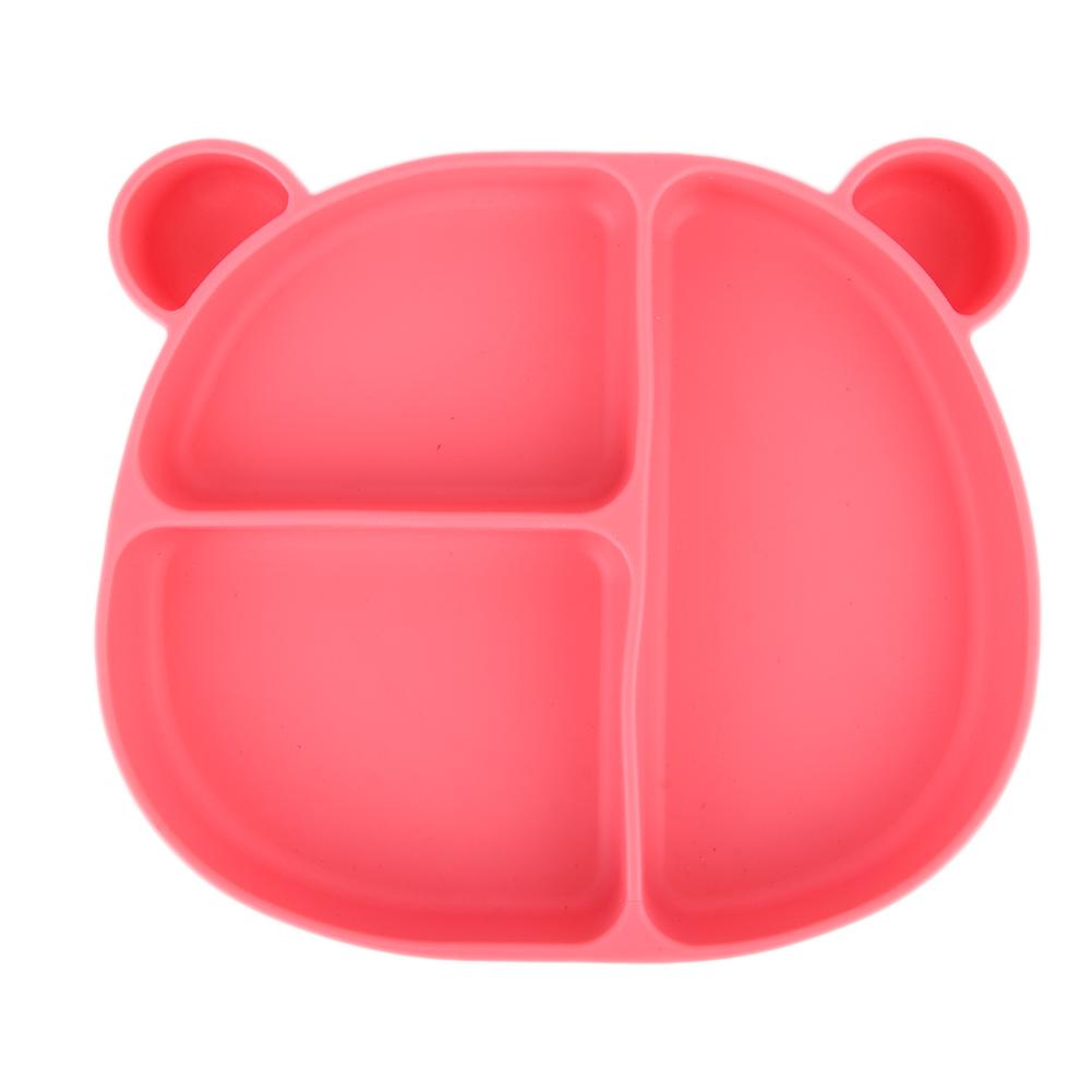 

Cute Infant Suction Plate Divided Non slip High Temperature Resistant Food Plate(Pink Suction Plate)