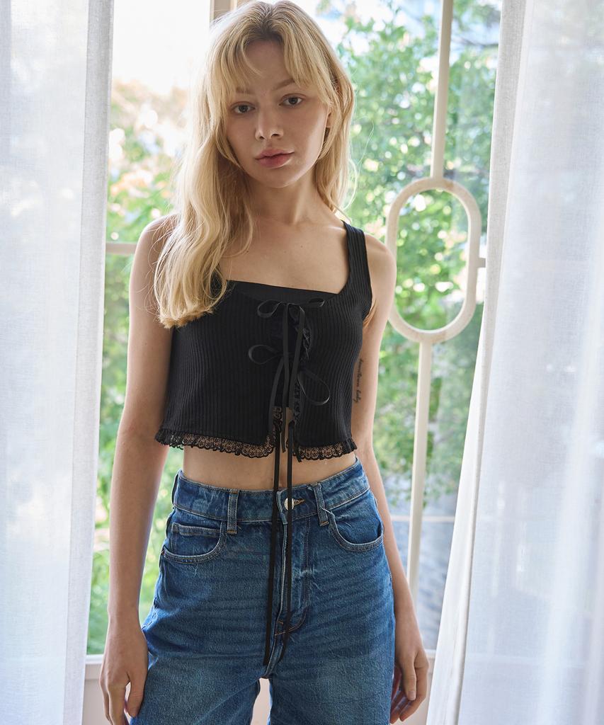 5OML Knit Lace Top (Black)