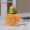 Animal Flower Pot Cat Dog Succulents Pots Resin Planter with Drainage Hole for Succulents Home Office Desk Decoration