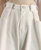 Aimoha Denim Pants with Waist Baggy Zip White Size White Women's High-Waisted Tucks, Silhouette, Fly, Denim, XL,