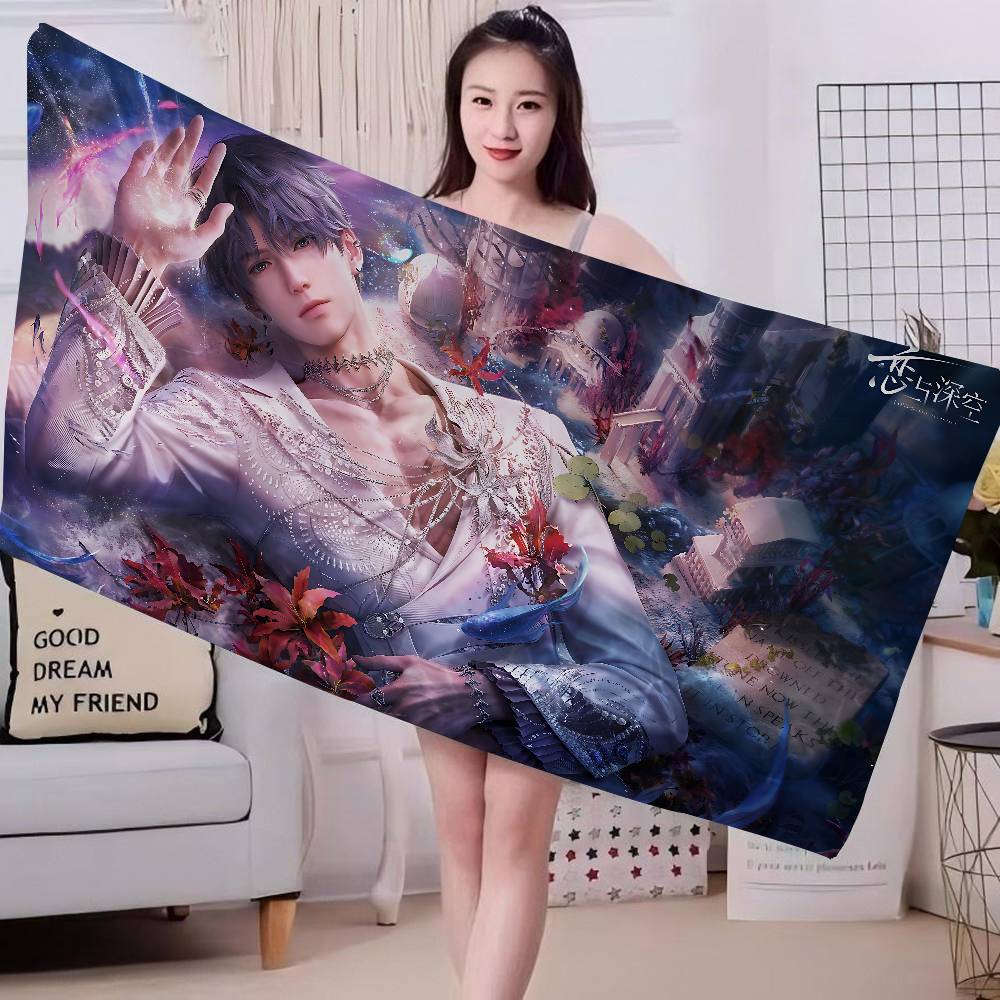 Love And Deep Space game Microfiber Printed Beach Towel Mountain Climbing Yoga Beach Swimming Running Absorbent Soft Towel
