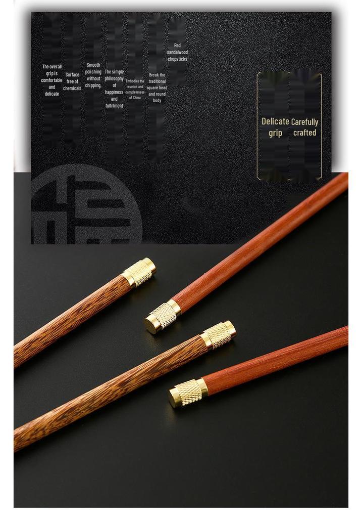 Red Sandalwood & 304 Stainless Steel Chopstick Set with Rest - Ideal for Home or Hotel