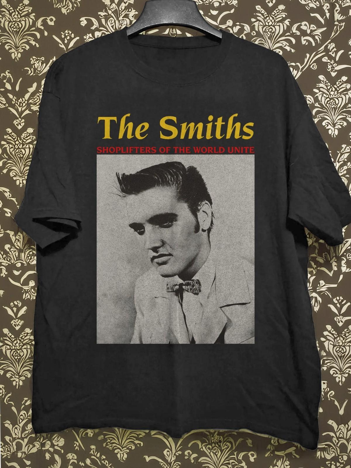 The Smiths Shoplifters Elvis Presley British Morrissey Black Cotton T-Shirt S