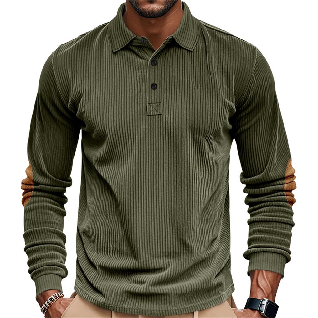 Solid Color Men's Sweatshirt Fall/winter Half-zip Corduroy Casual Stand-up Collar Long-sleeved Top