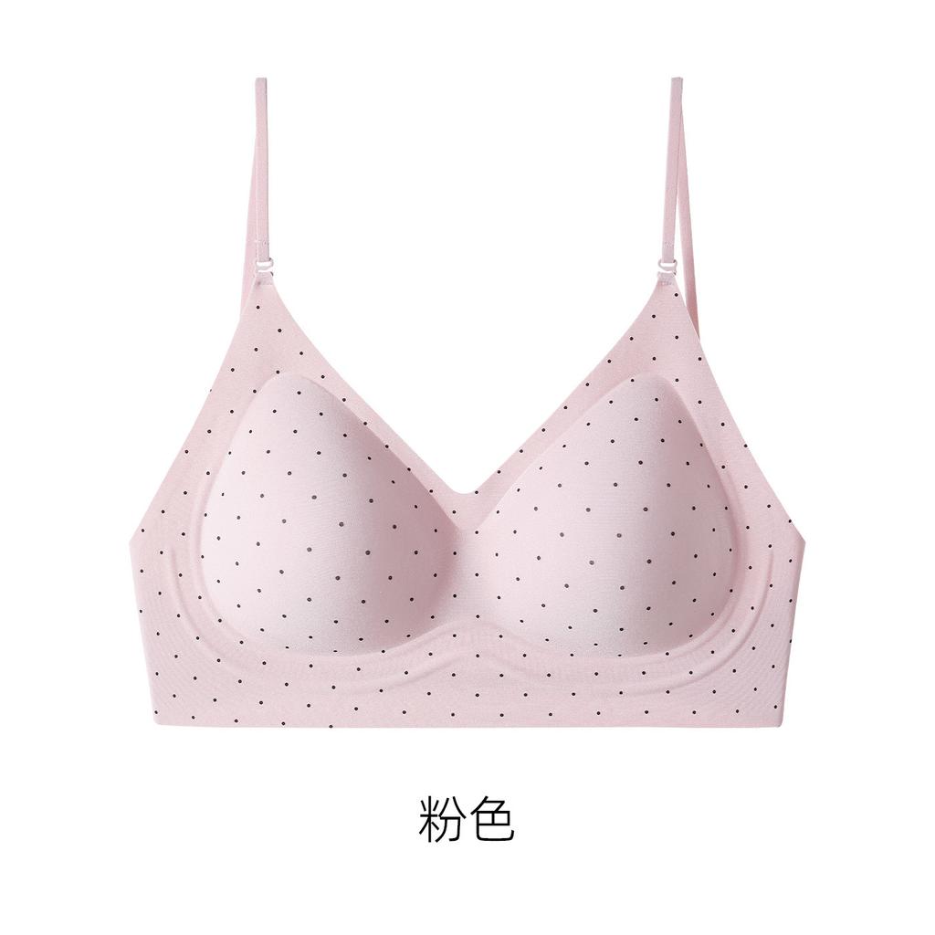 Korean polka dot contrasting color big U backless underwear women's jelly lifting and gathering neck sling seamless liquid foundation bra