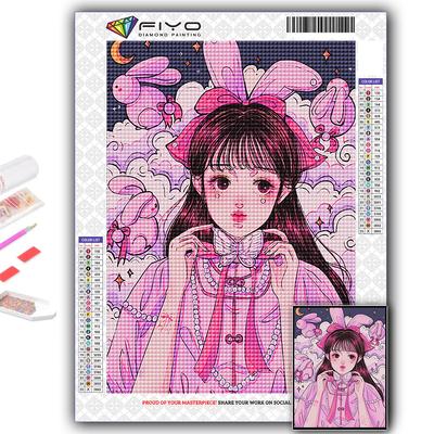 Cross Stitch Kit DIY Diamond Embroidery Cute Pink Girl Diamond Painting Home Decor