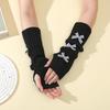 Soft Knitted Bow Arm Warmers Long Knit Sleeve Cover Y2K Y2K Fingerless Gloves  Girl