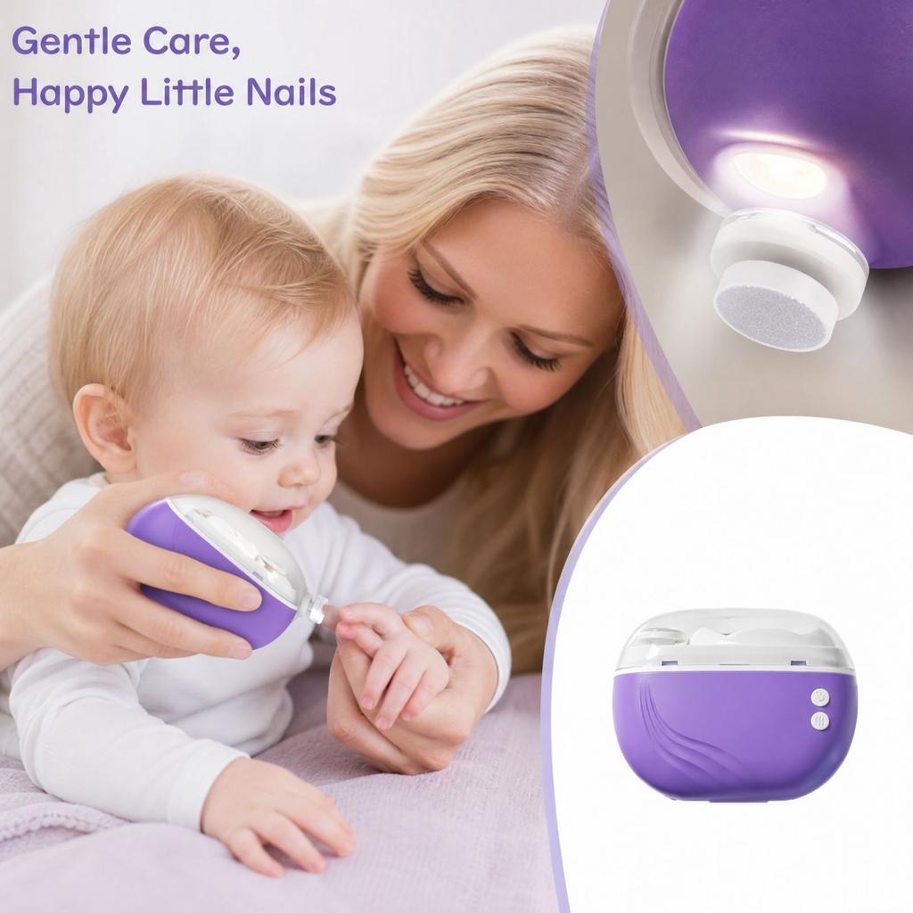 Nail for Baby, Nail Grinder with Nail Clipping Catcher and -Pinch Design, Portable Manicure Pedicure File for Infants, Toddlers and Adults