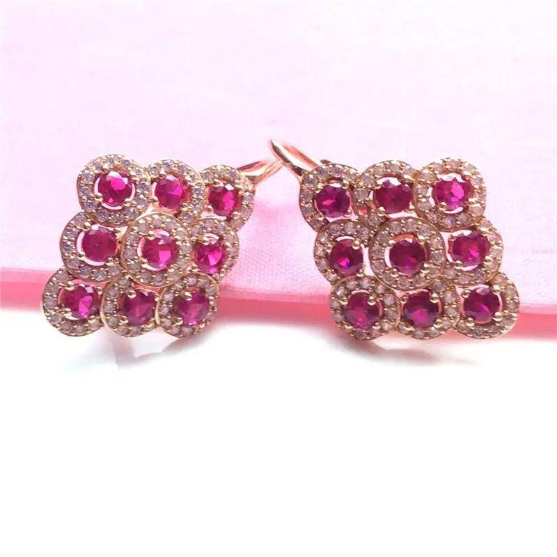 Purple Gold-Plated Rose Gold Inlaid Zircon Rhombus Earrings, Simple And Fashionable Personalized Light Luxury Colored Gold Earrings.