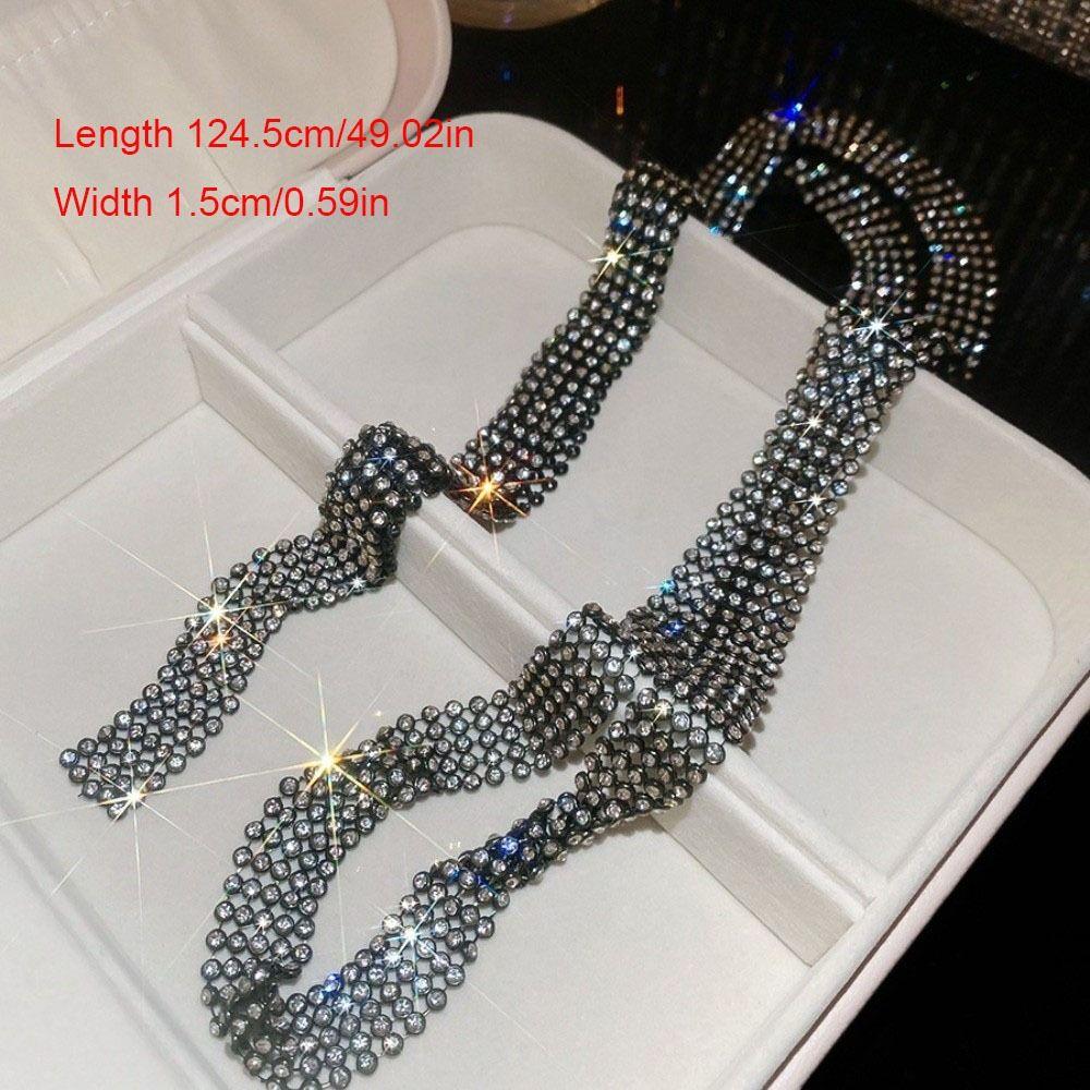 Copper Full Rhinestone Necklace Korean Style Rhinestone Tie  JK Uniform Decoration