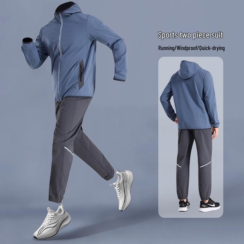 Men's Quick-Dry Running Suit: Spring/Summer Jacket with Printed LOGO for Fitness and Morning Runs