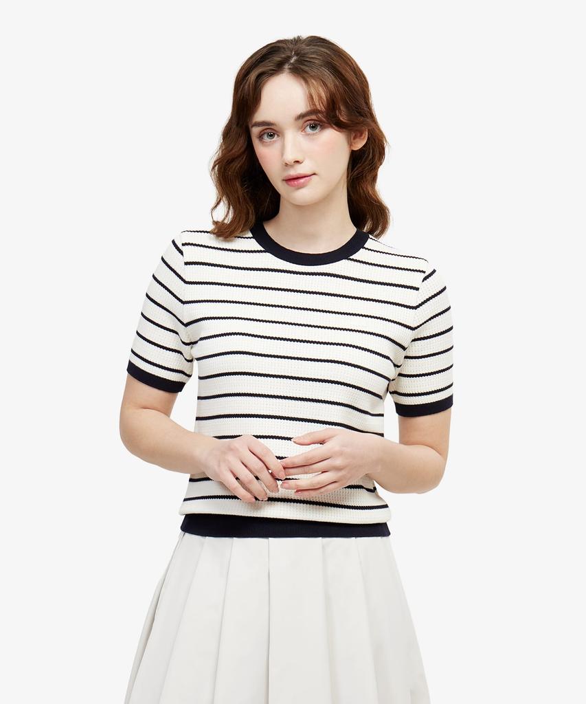 LACOSTE Women'S Scallop Crew Neck Short Sleeve Sweater Af900E-56G Hde