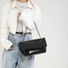 Burgundy Women Chain Shoulder Side Bag PU Leather Handbag And Purse Vintage Luxury Brand Lady Flap Sling Bag