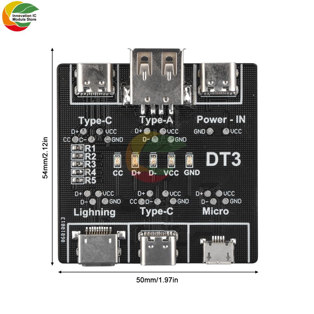 Data Line Detection Board DT1 Micro Type-c Interface USB Data Cable Detection Board Switch USB Data Cable Tester Portable