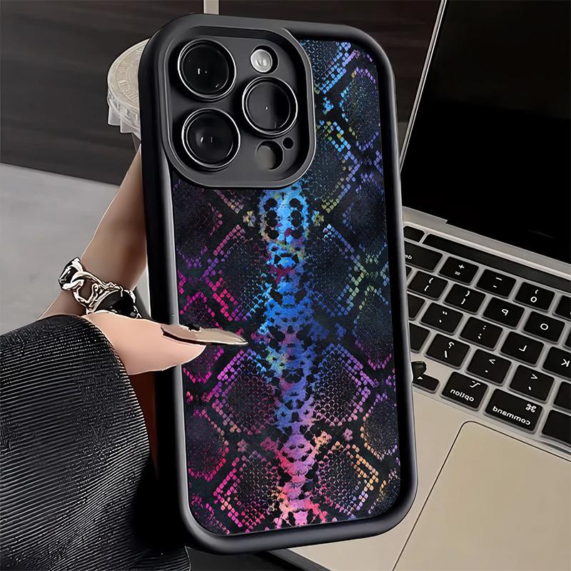 Phone Case for iPhone 17 Air 16E 15 16 Pro Max Fashion Snake Skin Pattern Cover 14 Plus 13 12 Mini Soft Shell Silicone Fundas