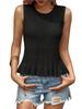 Women's Boho Crochet Crop Tank Top Sleeveless Crew Neck Ruffle Knit Sweater Vest