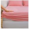 Solid Color Plaid Washed Cotton Fitted Sheet Bed Mattress Cover Soft Breathable Bedclothes Bed Cover No Pillowcase