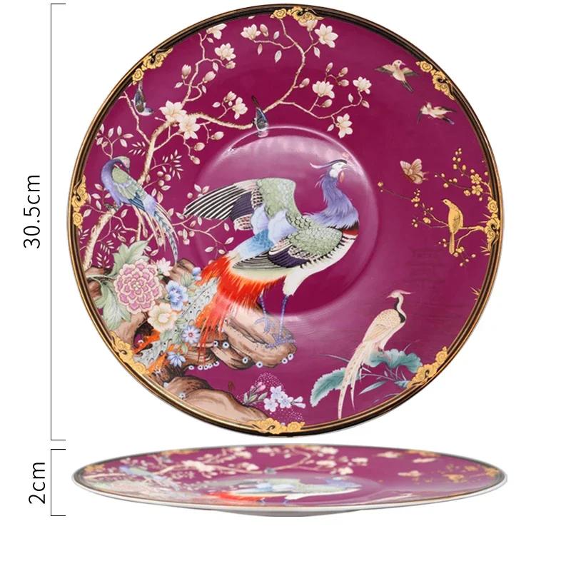 

Легкая роскошная керамическая тарелка с изображением белой птицы, обеденная тарелка в западном стиле, набор столовых приборов высокого класса, салатницы, поднос для сервировки