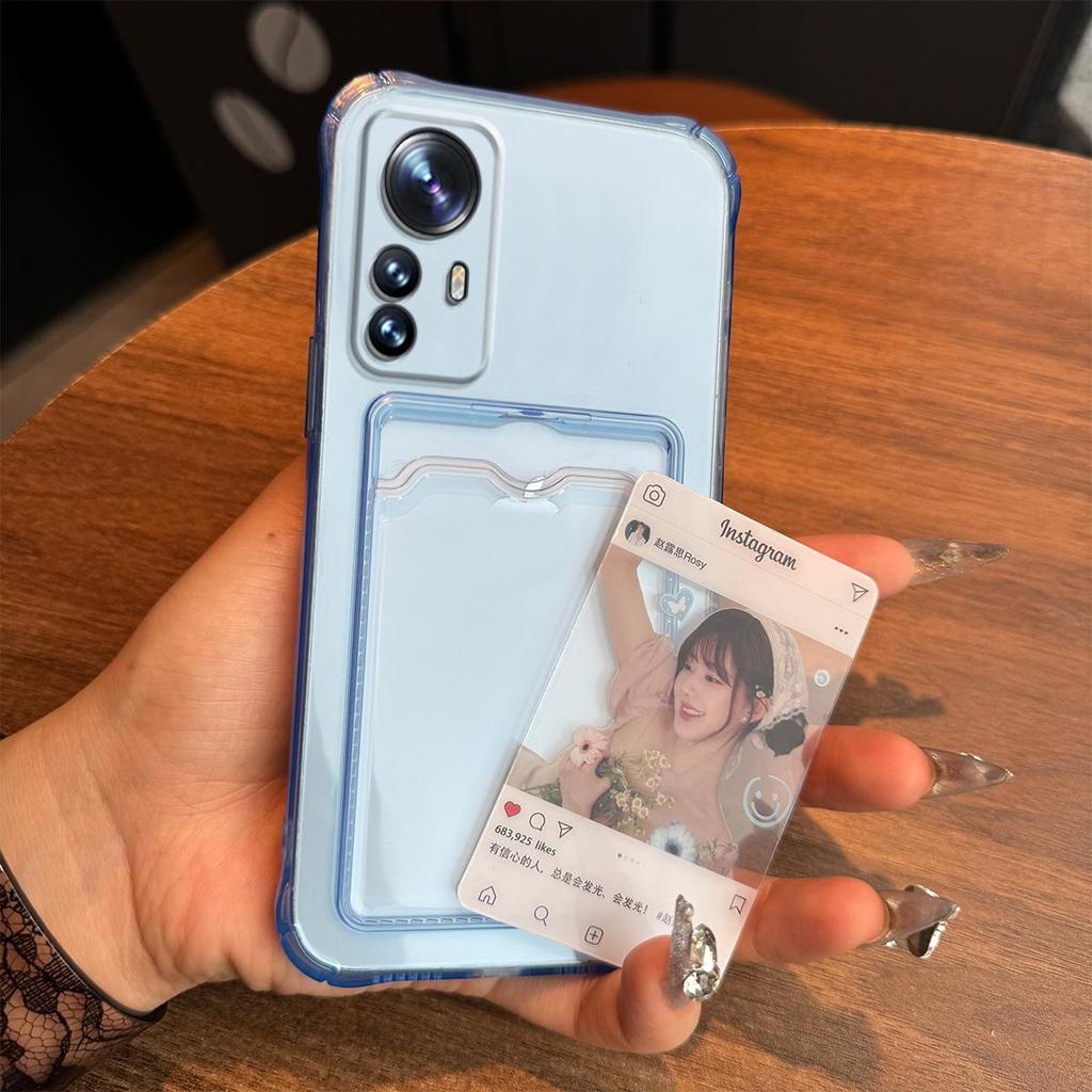 Shockproof Clear Casing for Xiaomi 12T Pro,12T,12X,Mi 12 Lite,Redmi Note 12S 4G with Cardholder Case
