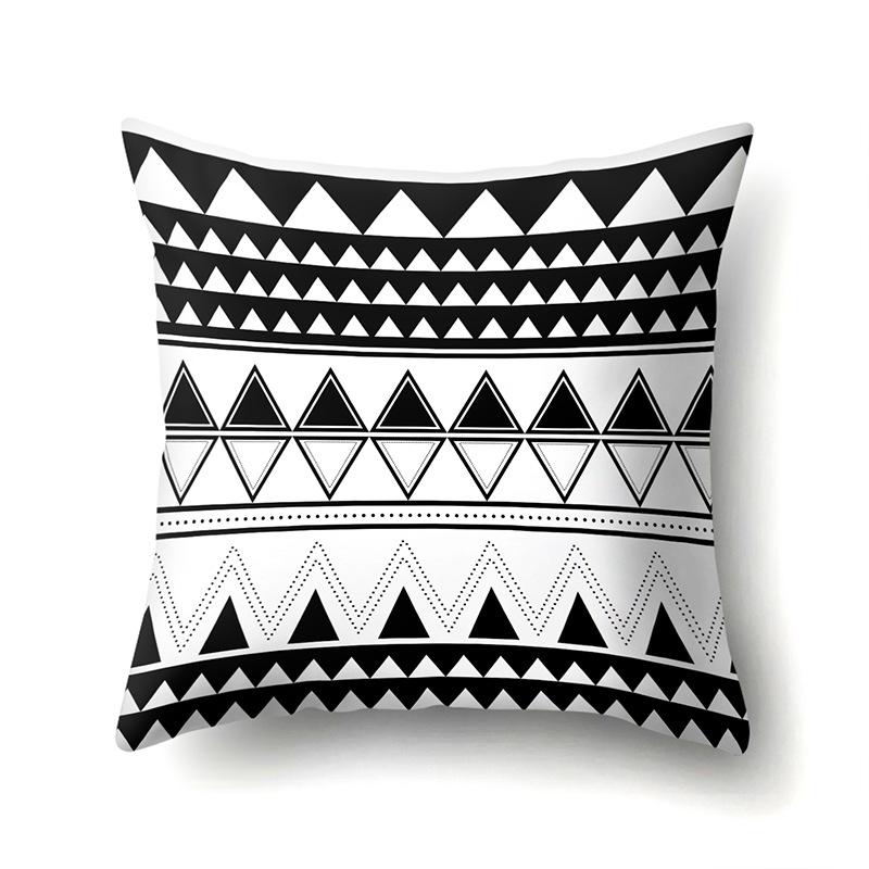 Polyester Pillowcase Peach Leather Velvet Black and White Geometric Printed Pillowcase Waist Cushion Cover Bedside Cushion Cover Bedside Cushion Cover