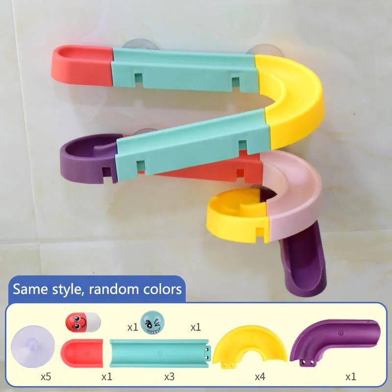 24pcs Bathroom Track Toys Building Block Assembly Toys Shower Carousel Toys Water Play Toys Halloween Christmas Gift