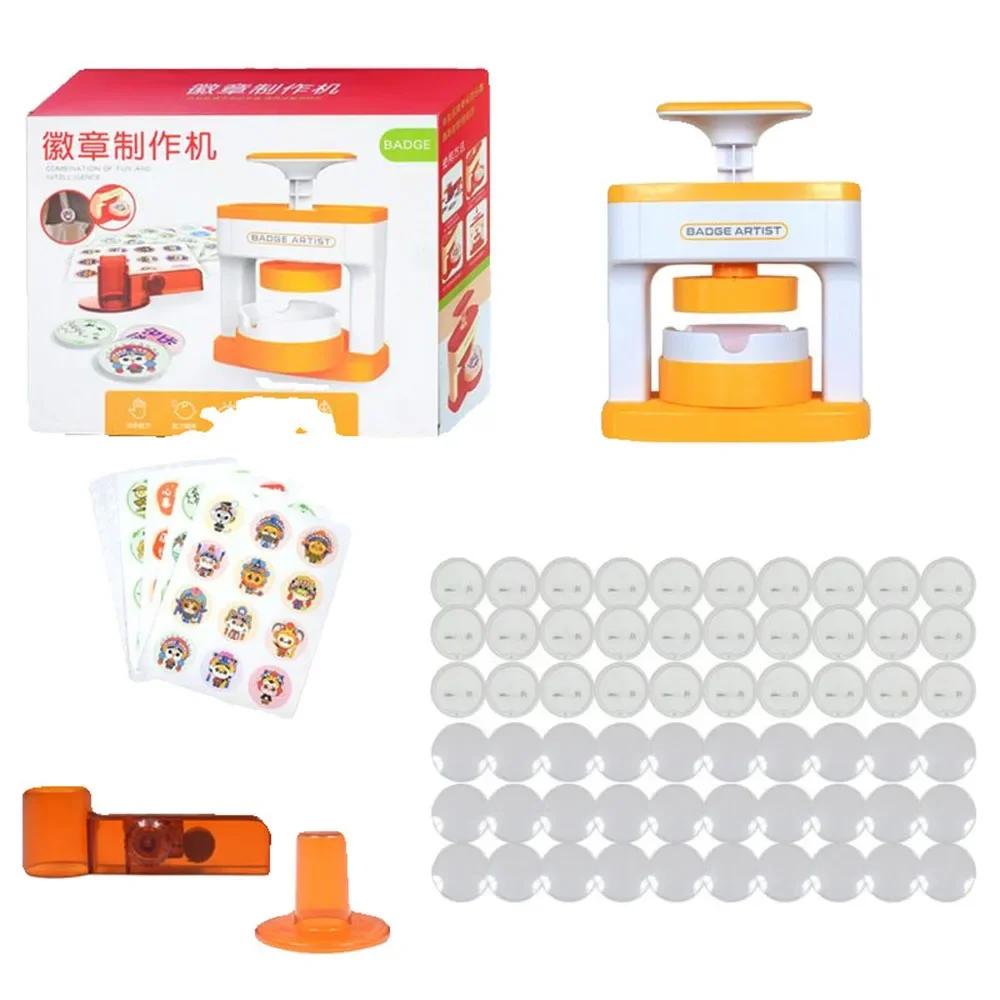 

Креативная машина для изготовления значков, вращающаяся вручную, магниты на холодильник, значки, булавки для подарков детям, домашняя машина для сувениров на вечеринку оранжевый