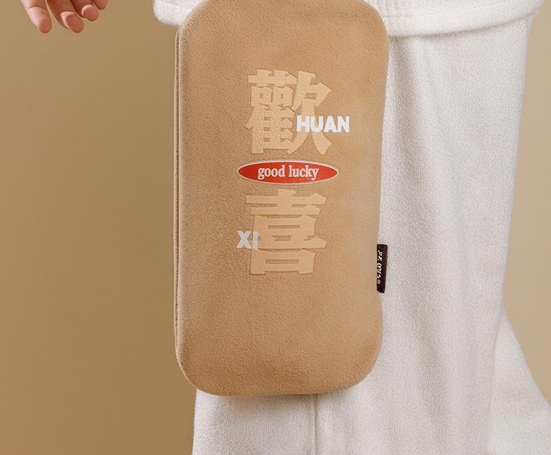 Large Plush-covered Hot Water Bottle with Waist Support and Thickened Rubber Hand Warmer Bag