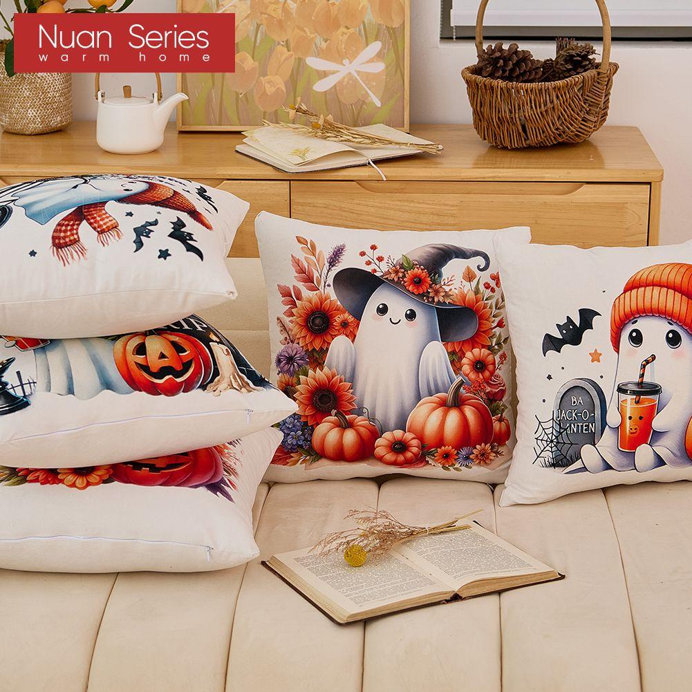 1PC Nuan Series Halloween Pillowcase Cute Cartoon Printed Cushion Cover for Sofa Living Room Bedroom Home Decor