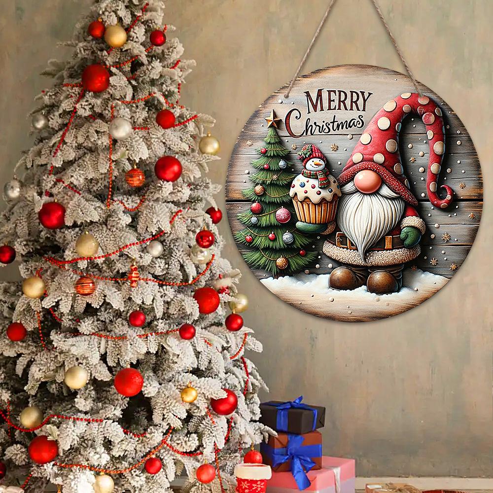 Christmas Snowman Wooden Sign Xmas Tree Hanging Ornaments Merry Christmas Dwarf Wooden Sign for Home New Year Party Gift 2025