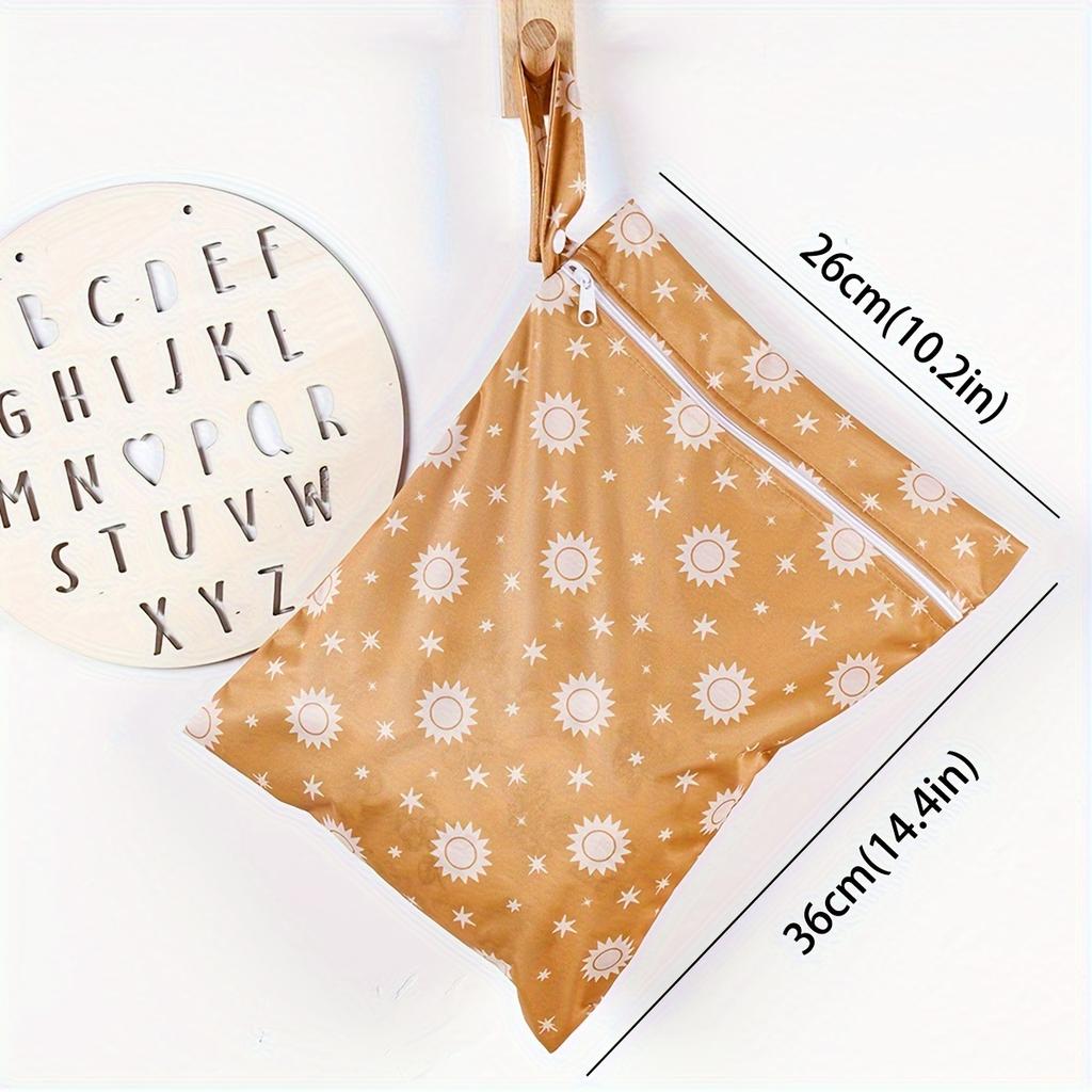 Reusable Wet Bags, Polyester Nappy Changing Bags with Sun & Cactus Patterns, For Swimming, Camping, Travel, Gym, Beach