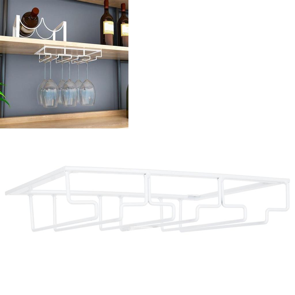 Wine Glass Rack Under Cabinet Stemware Holder Storage Hanger Metal Organizer for Bar Kitchen3 Slot