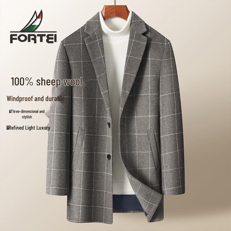 

Futing Men s 100% Sheep Wool Mid-Length Overcoat 54