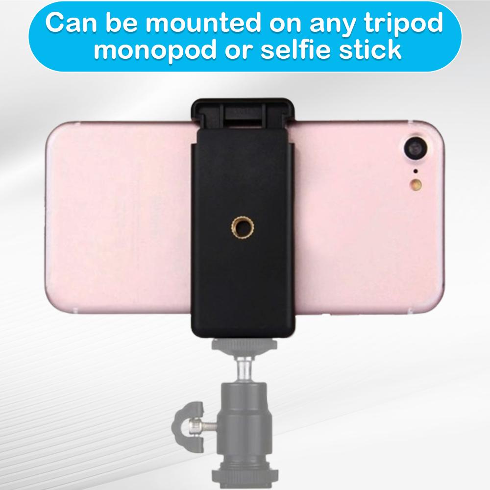 Universal 360 Degree Phone Clip Tripod Mount with 14 Screw Holder Compatible for iPhone Cellphone Desk Adapter